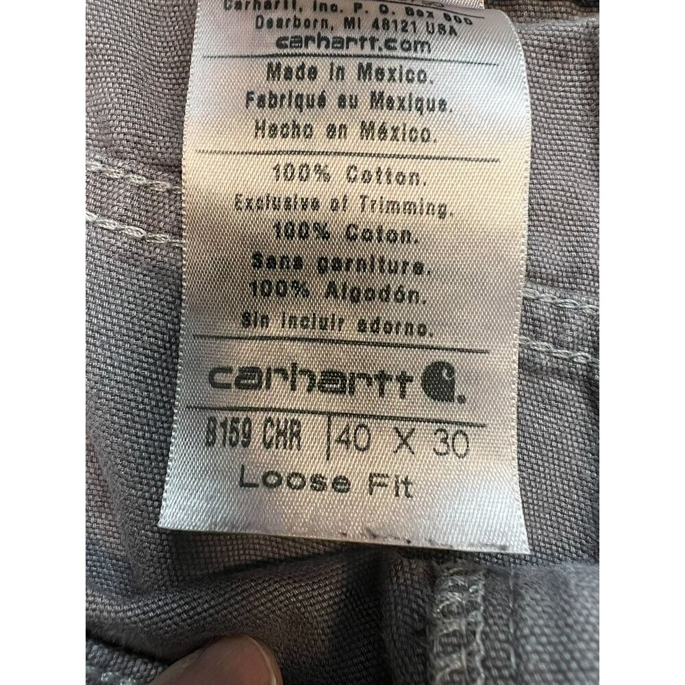 Carhartt Mens Lose Fit Workwear Carpenter Pants Mid Rise Stretch Size 40x30 Gray - Picture 3 of 12